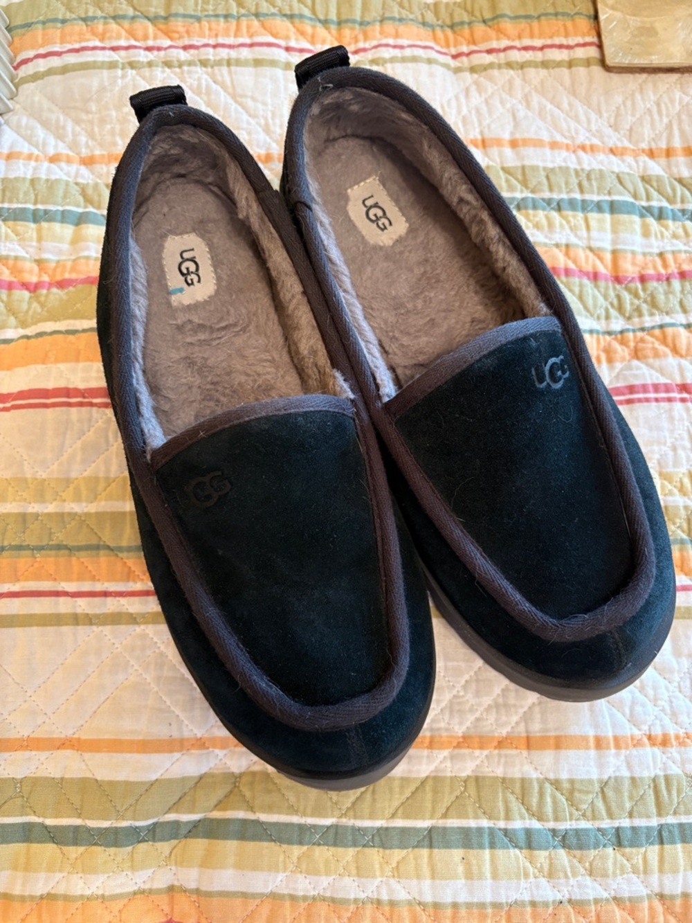 UGG Super Moc  Shearling-Lined Slip-On Loafers black ladies 8